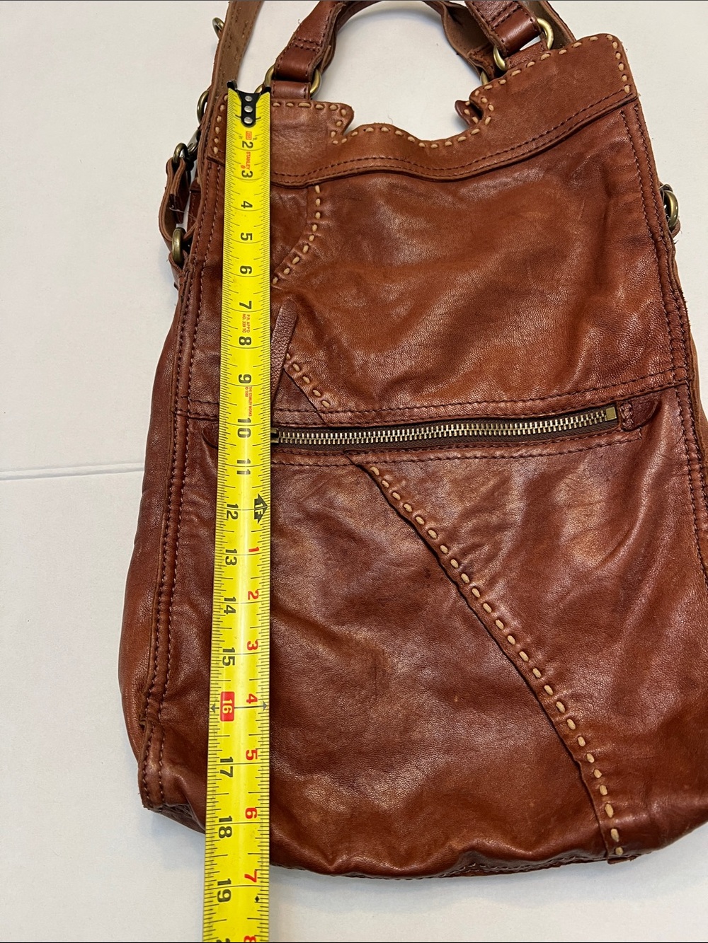 VINTAGE LUCKY BRAND ABBEY ROAD BROWN LAMB LEATHER FOLD-OVER CROSSBODY BAG - Picture 15 of 16